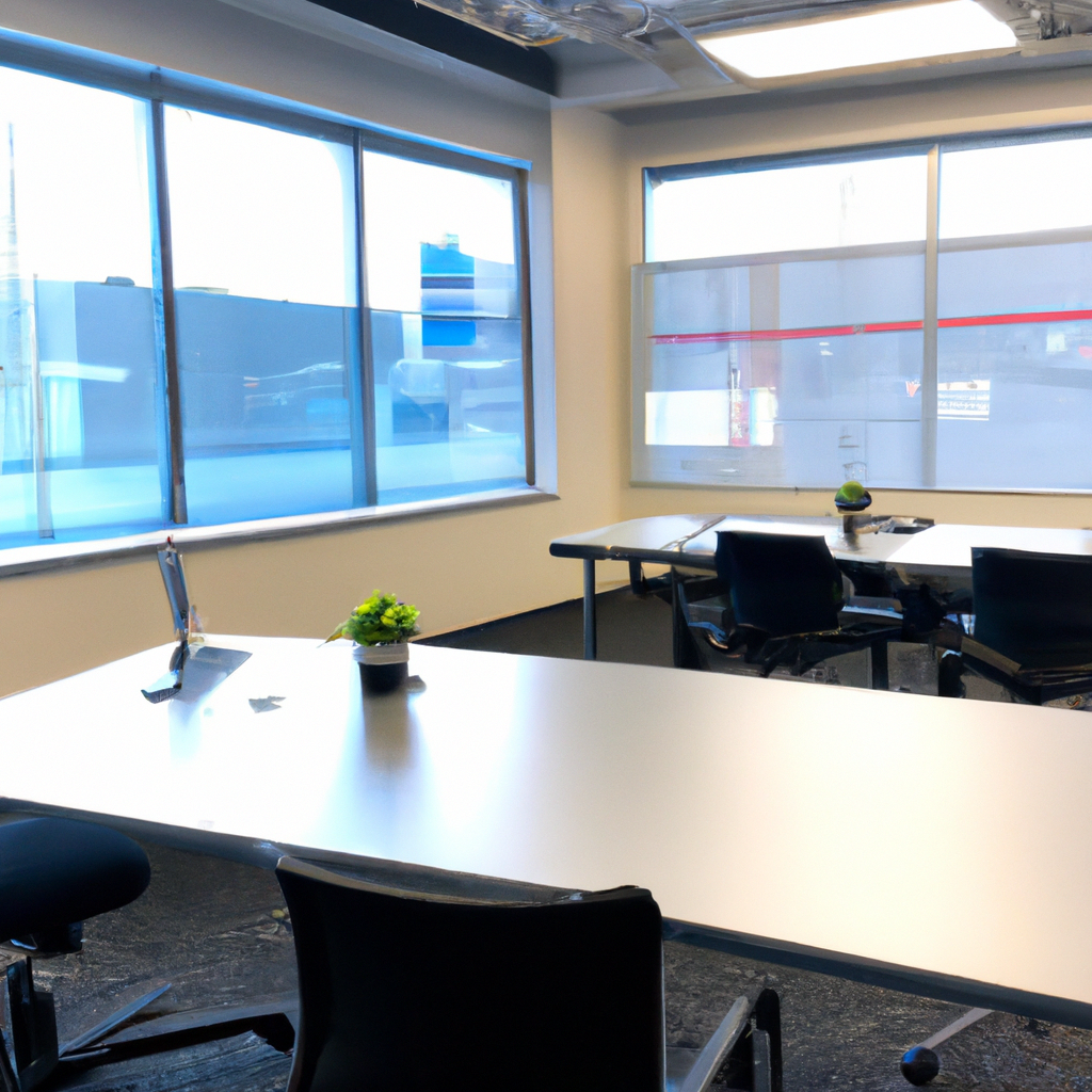 Modern Canadian newsroom with journalists collaborating across desks and glass-walled meeting rooms, bright daylight